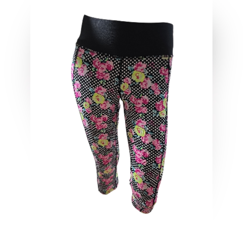 Betsey Johnson Floral  Leggings - Black and Pink